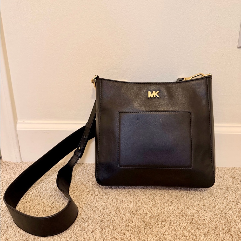 Michael Kors Gloria Leather Pocket Swing Crossbody with guitar strap